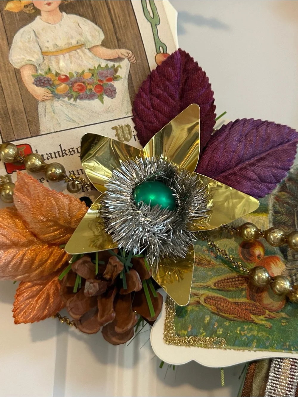 Vintage Repurposed Fall Festive Holiday Wreath